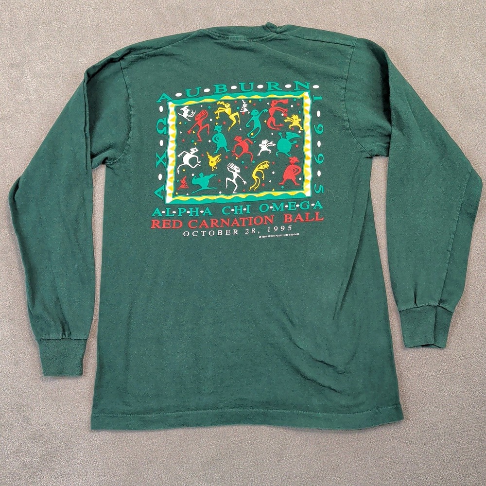Fruit of the Loom Auburn Alpha Chi Omega T-Shirt Mens L Green 1995 Single Stitch